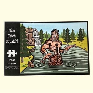 Nice Catch Squatch 750 Piece Puzzle - Bigfoot Fishing Scene
